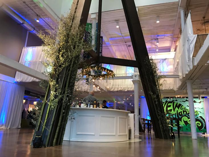 Iconic telescope legs at the South Carolina State Museum are dressed with flowers for a special event.