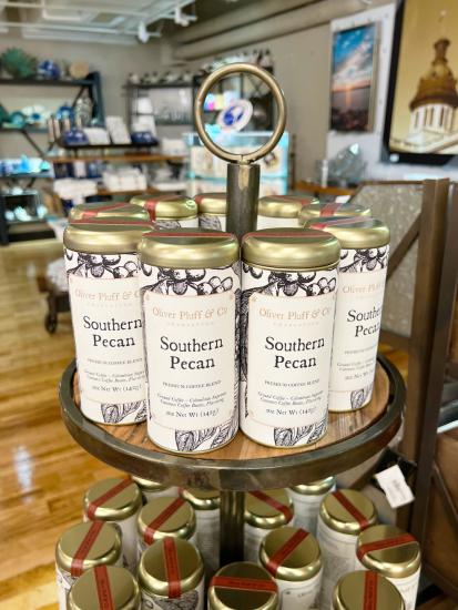 Canisters on Southern Pecan Flavored Tea on Display Stans